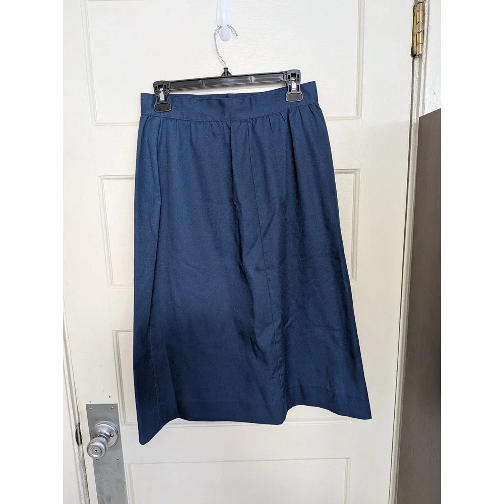 The Pond Vintage 1970s Navy Blue Grasshopper Embroidered‎ Midi Skirt Size Large